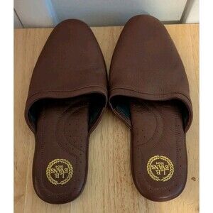 L.B. Evans Aristocrat Scuff Slippers Mens Brown Leather Comfort size 10.5 NARROW